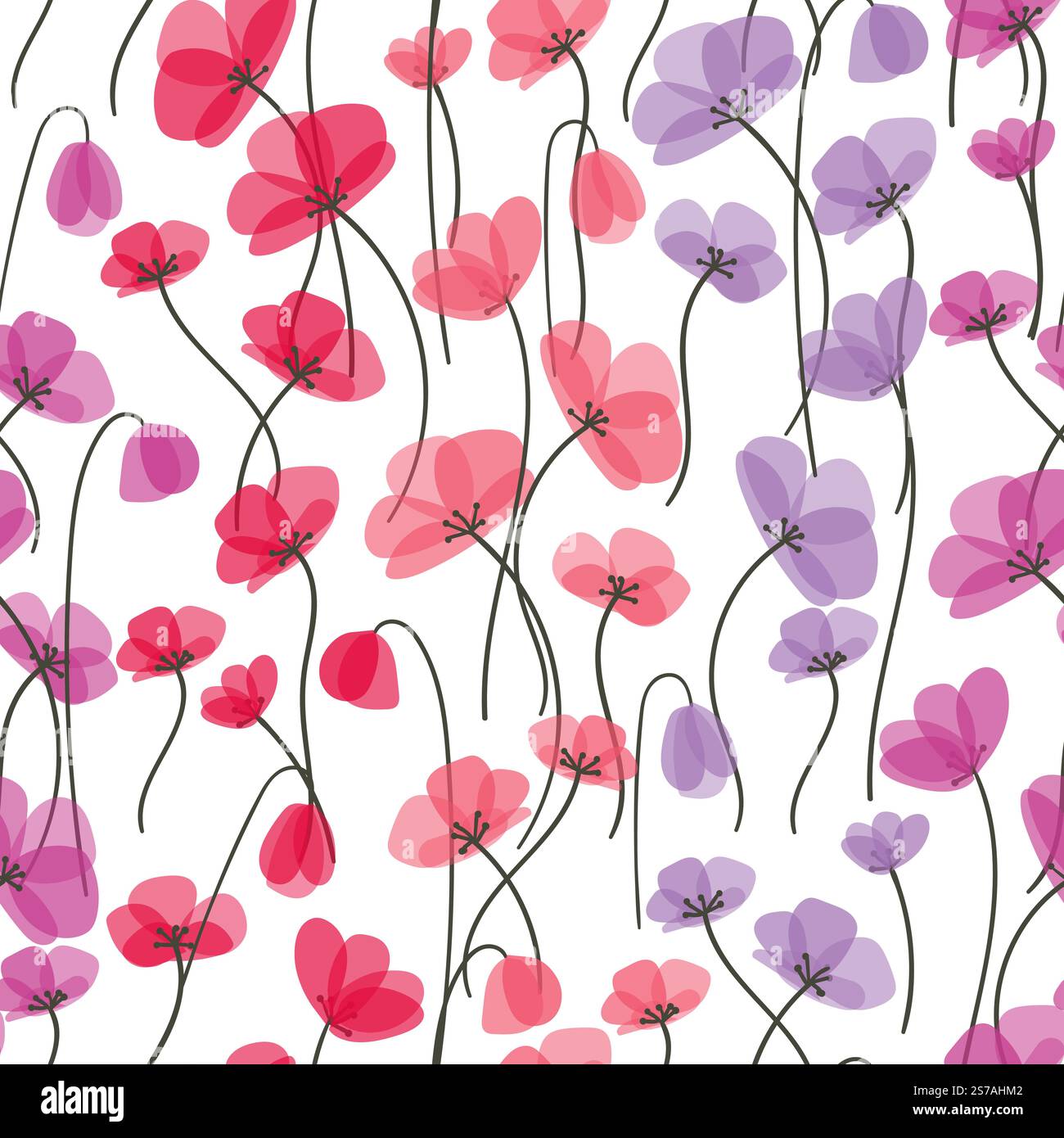 Seamless  floral pattern. Vector poppy flower print Stock Vector