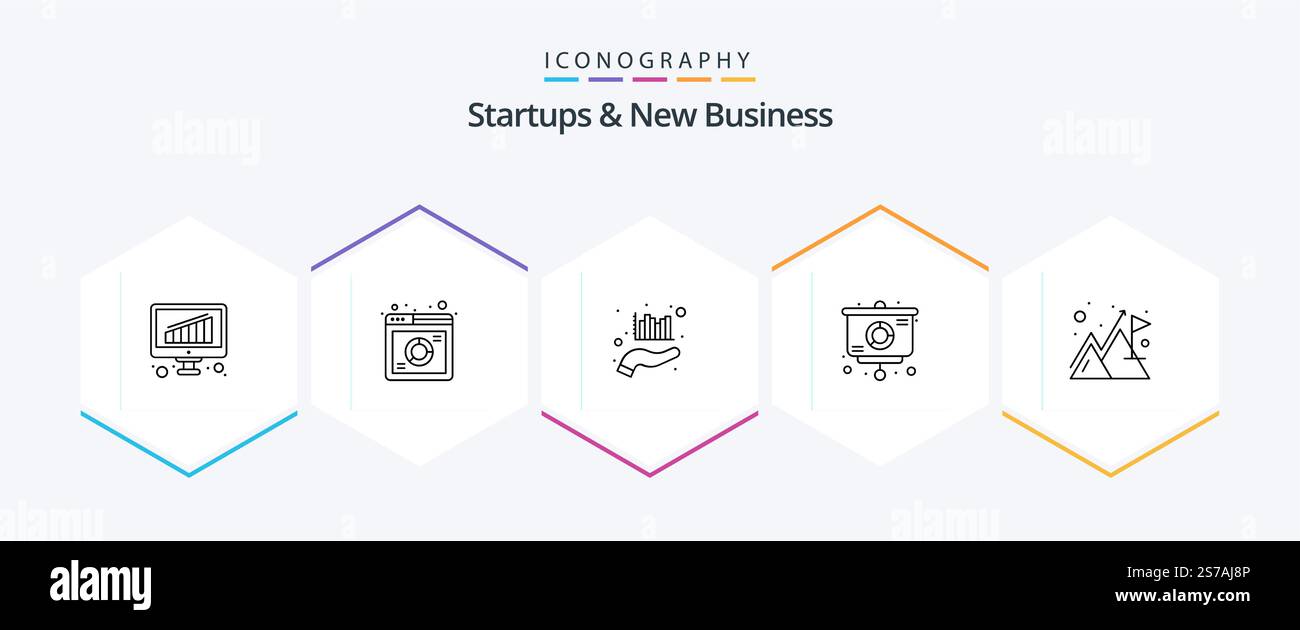 Startups And New Business 25 Line icon pack including flag ...