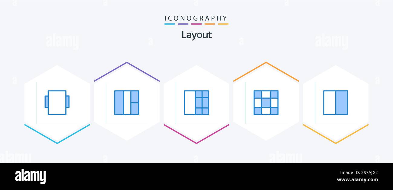 Layout 25 Blue icon pack including . Stock Vector