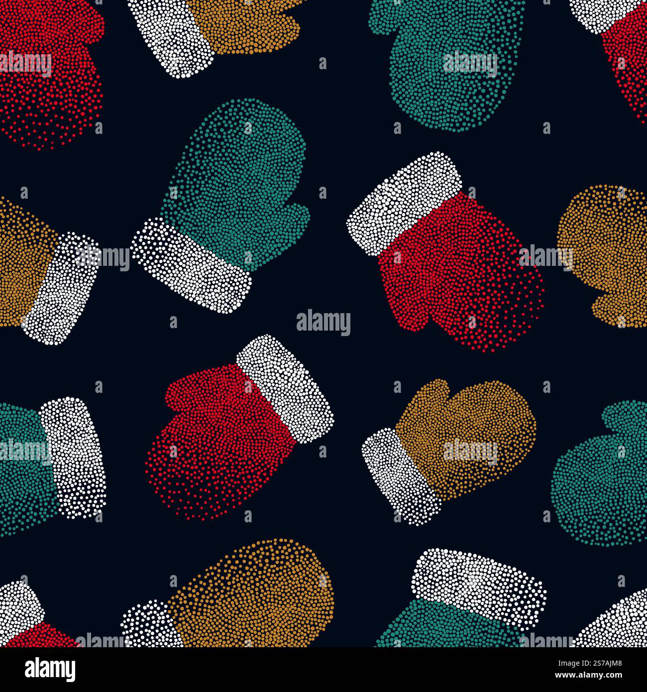 Winter pattern with colorful mittens. Vector Christmas seamless background Stock Vector