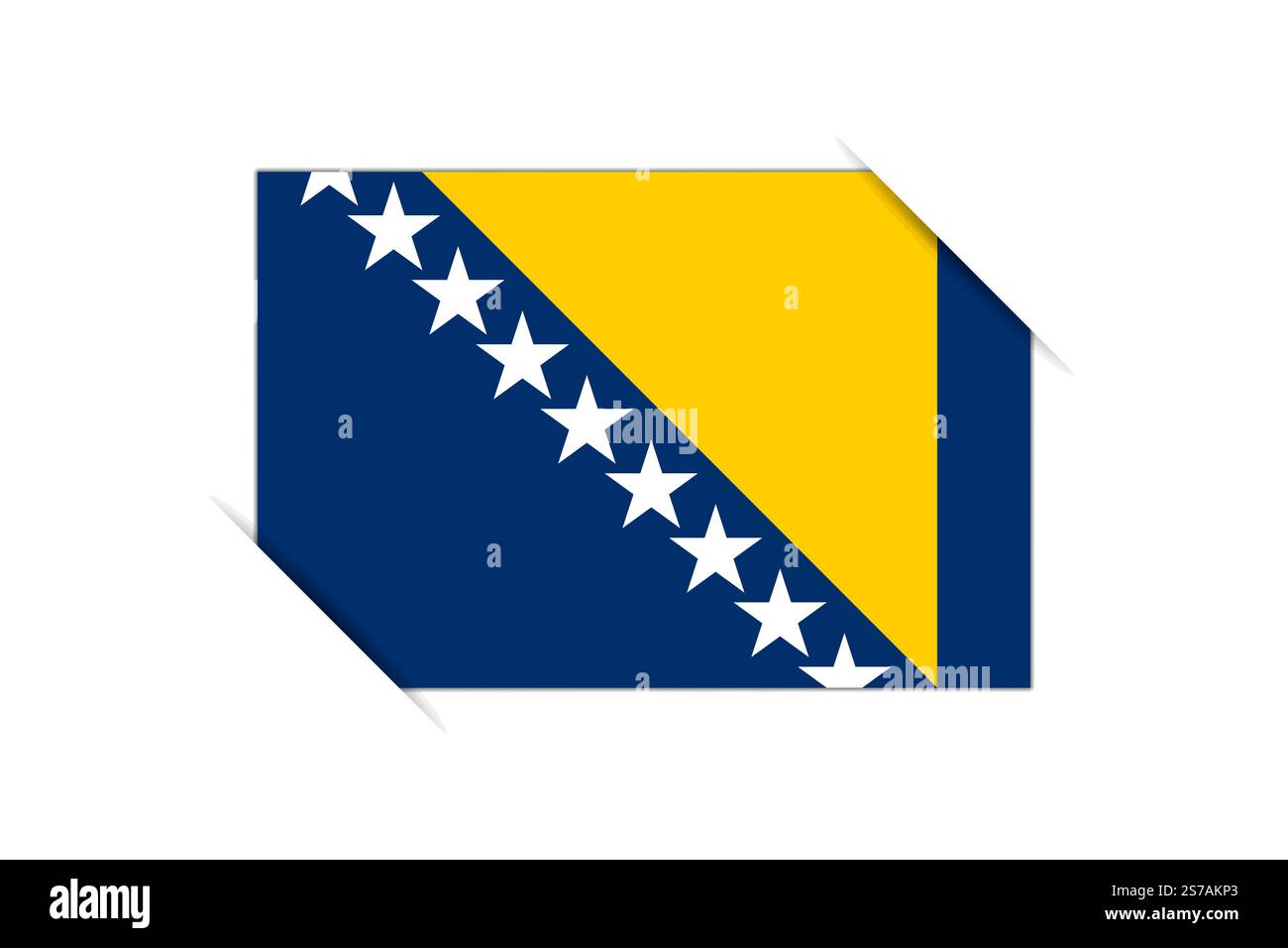 Bosnia and Herzegovina flag - rectangle colorful flag representing a country cultural identity and heritage. The essence of national pride and unity. Attached by the corners in a paper album Stock Vector