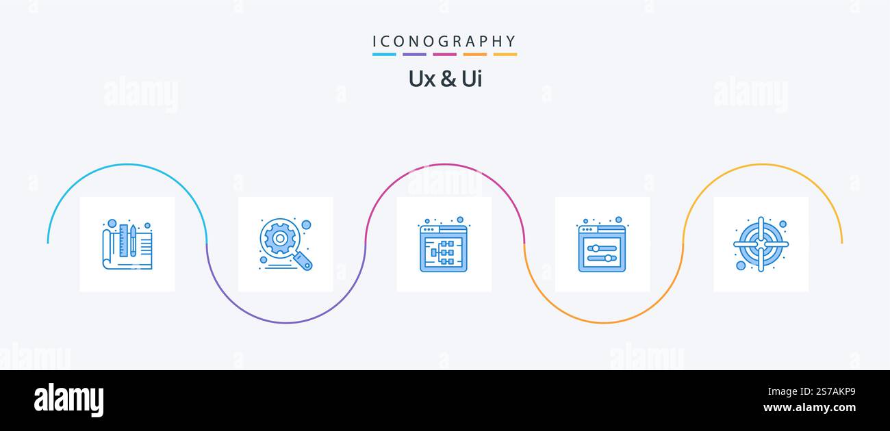 Ux And Ui Blue 5 Icon Pack Including goal. user interface design. flow ...