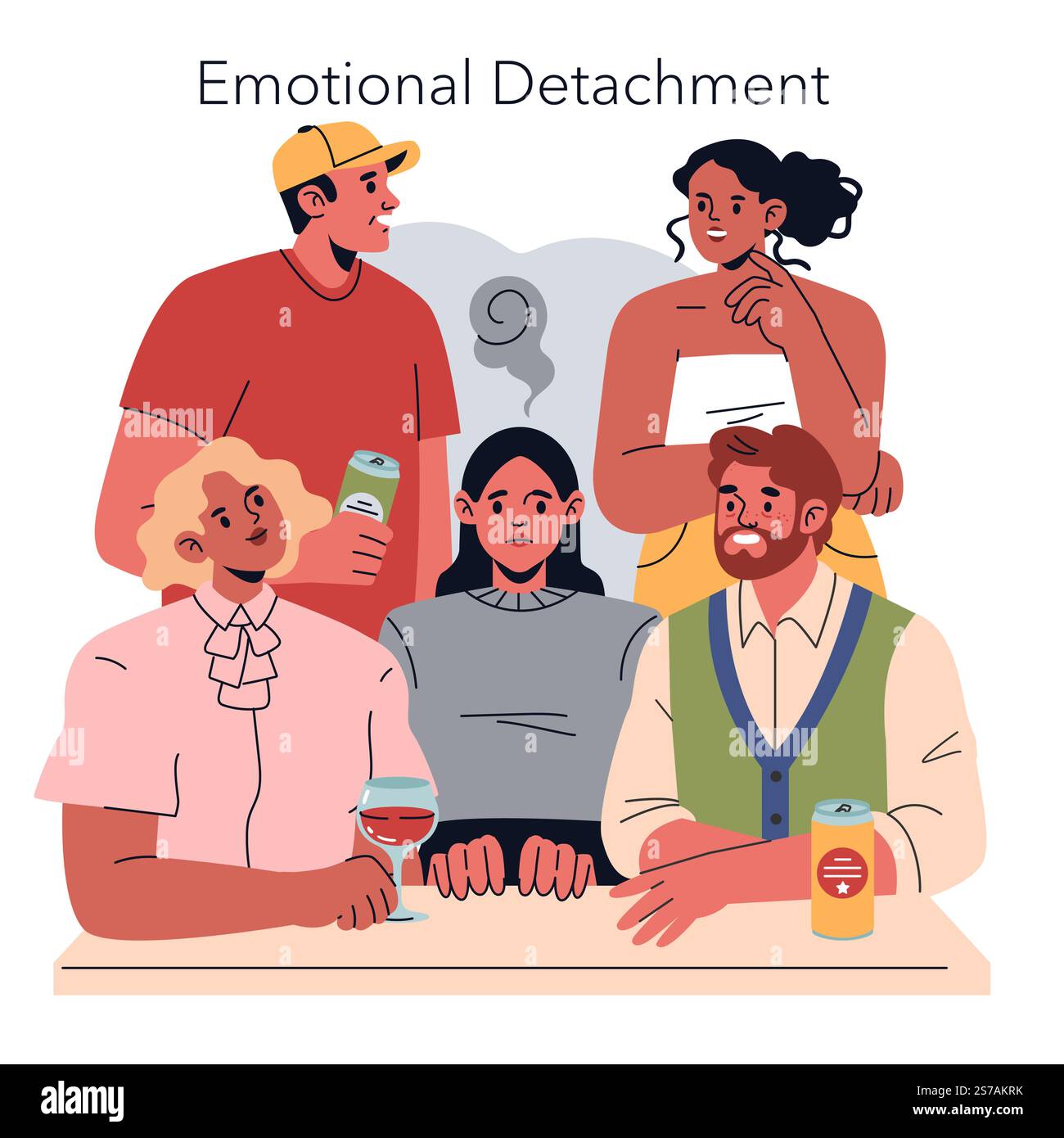 Burnout Signs concept. Illustration portraying emotional detachment in ...