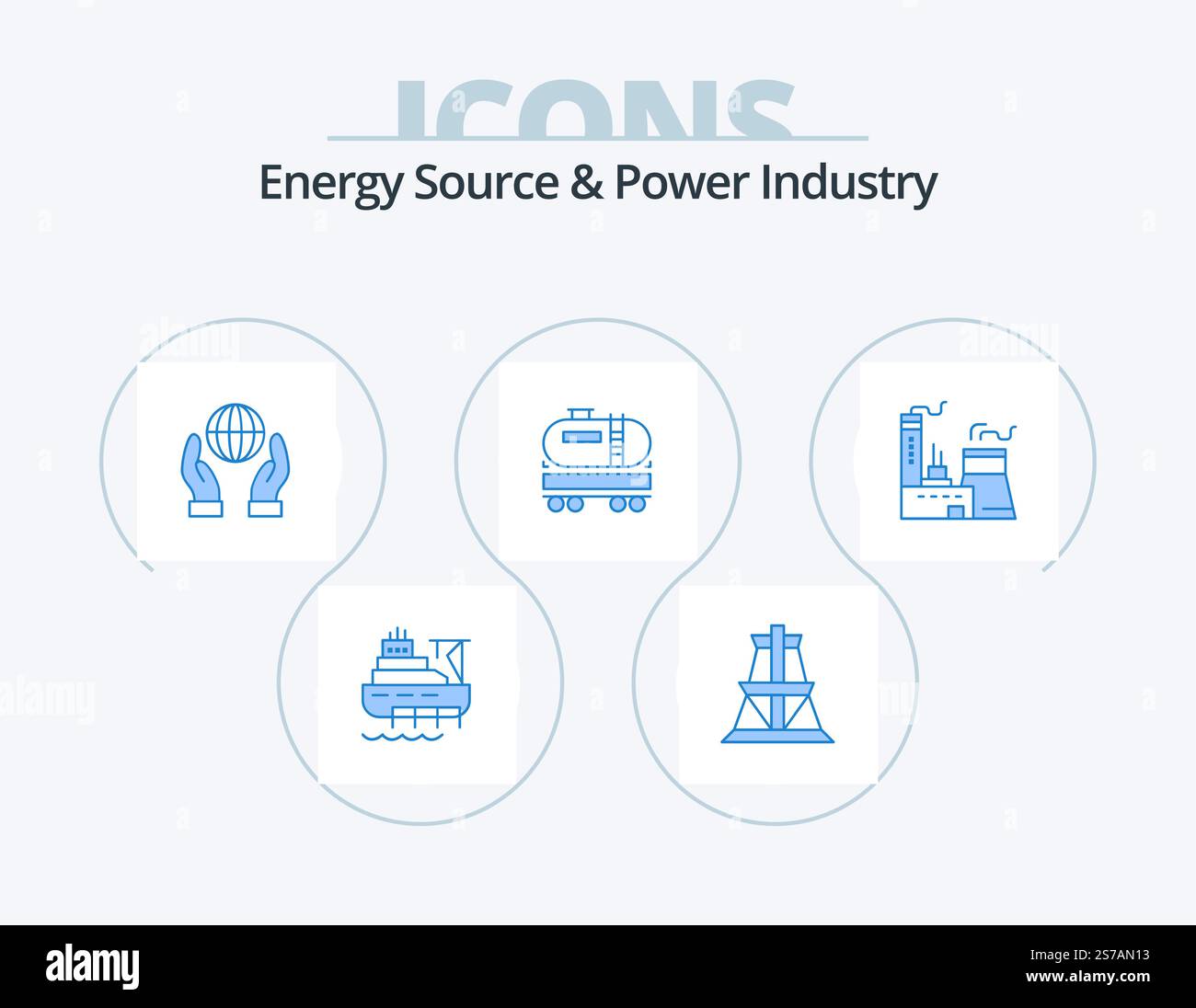Energy Source And Power Industry Blue Icon Pack 5 Icon Design ...