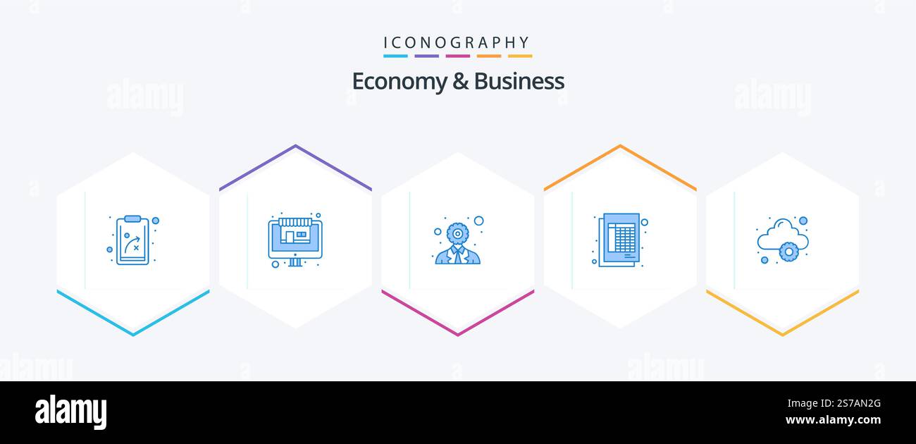 Economy And Business 25 Blue icon pack including development. paper ...