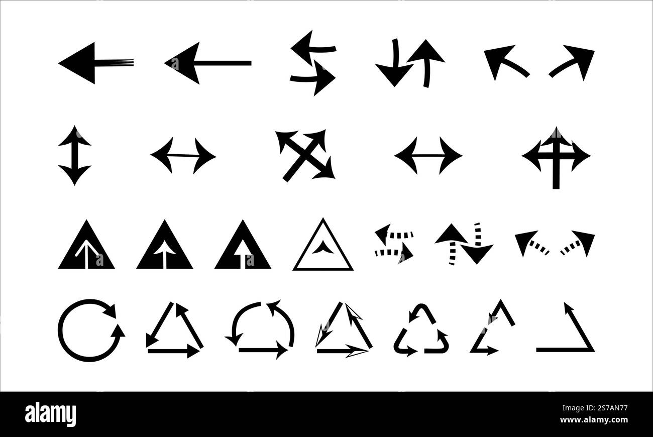 Black arrow collection vector design icon set on white background Stock ...