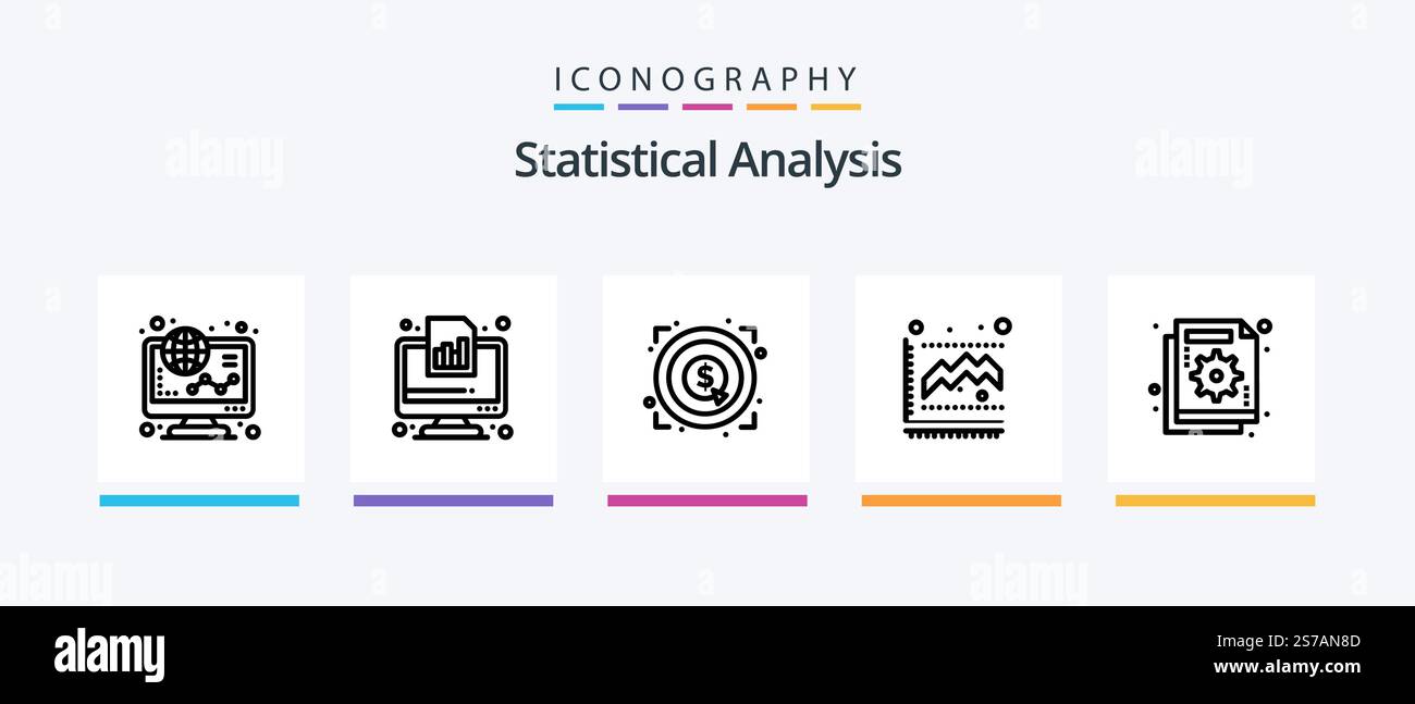 Statistical Analysis Line 5 Icon Pack Including finance. business ...