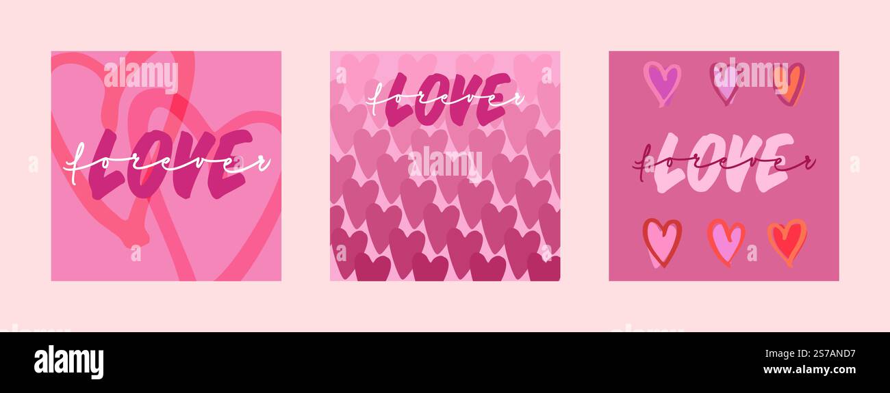 Valentine's day posts instagram template set for social networks. Vector mobile story and post wallpaper layout for promotion. Happy Valentine's Day g Stock Vector