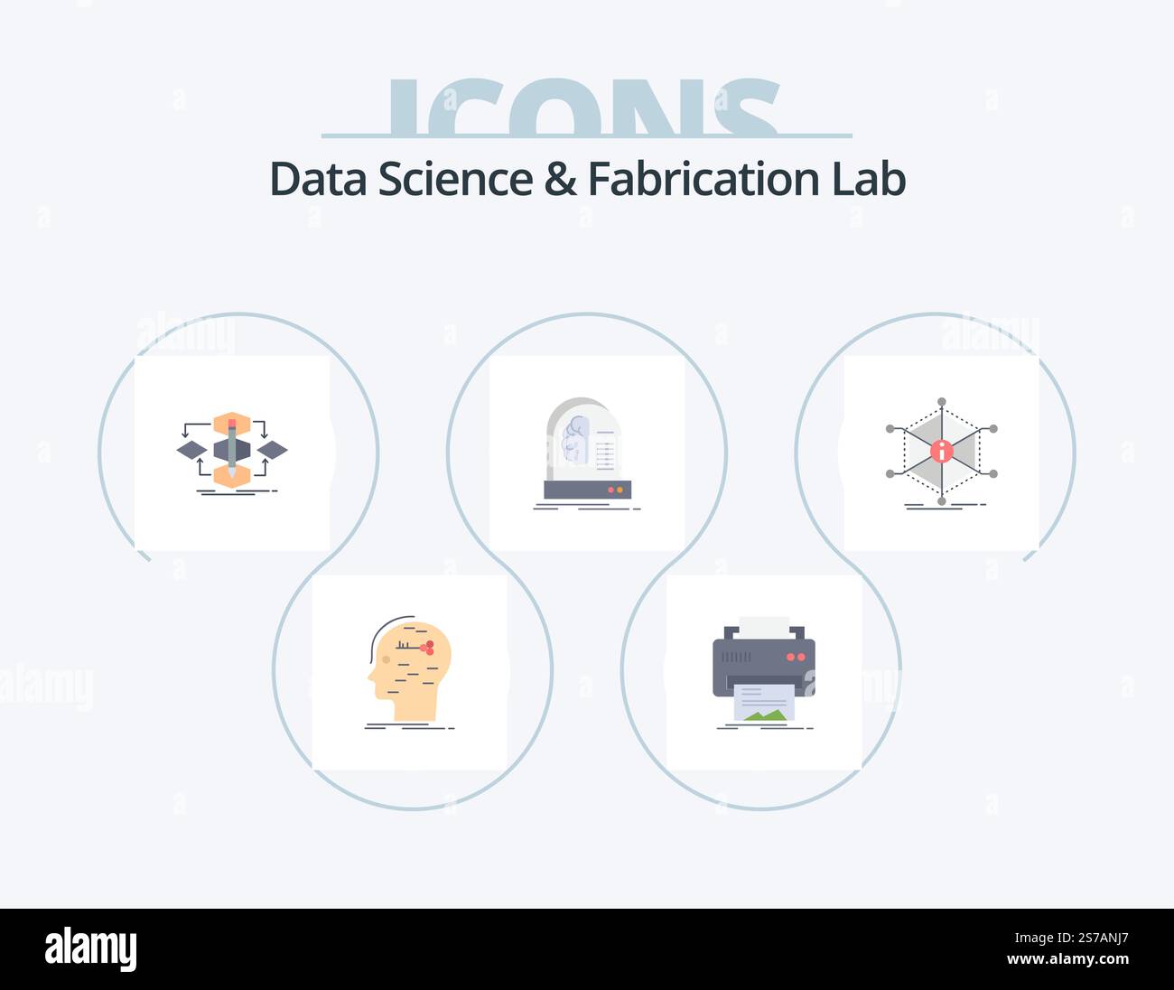 Data Science And Fabrication Lab Flat Icon Pack 5 Icon Design. future ...