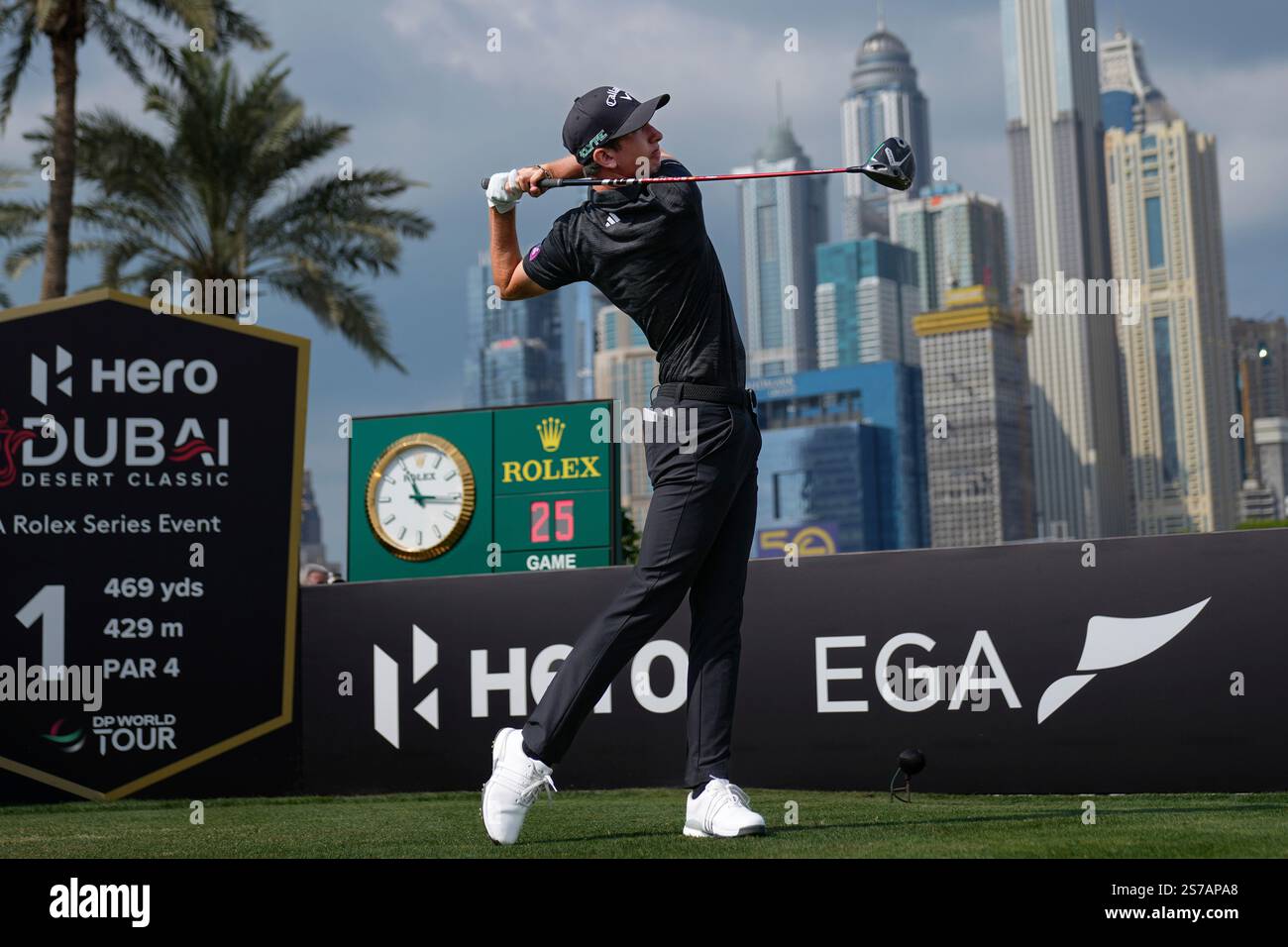 Tom Mckibbin of Northern Ireland hits off the first tee during the