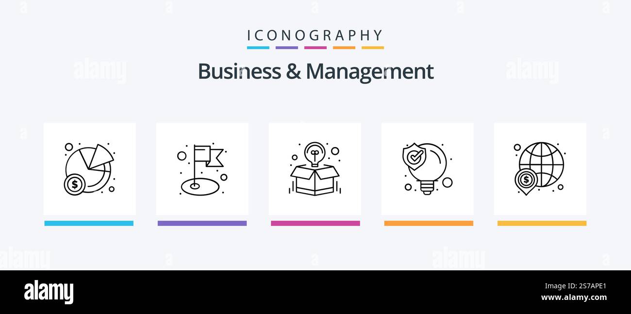 Business And Management Line 5 Icon Pack Including protect. money ...