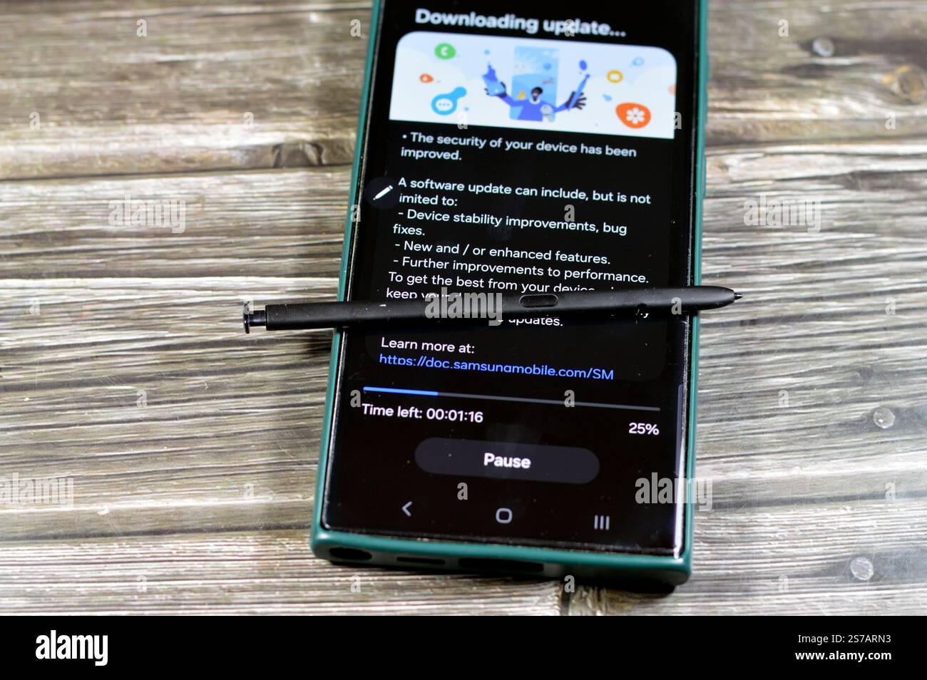 Cellular Version Update Cairo, Egypt, January 10 2025: Samsung software update for Samsung ...
