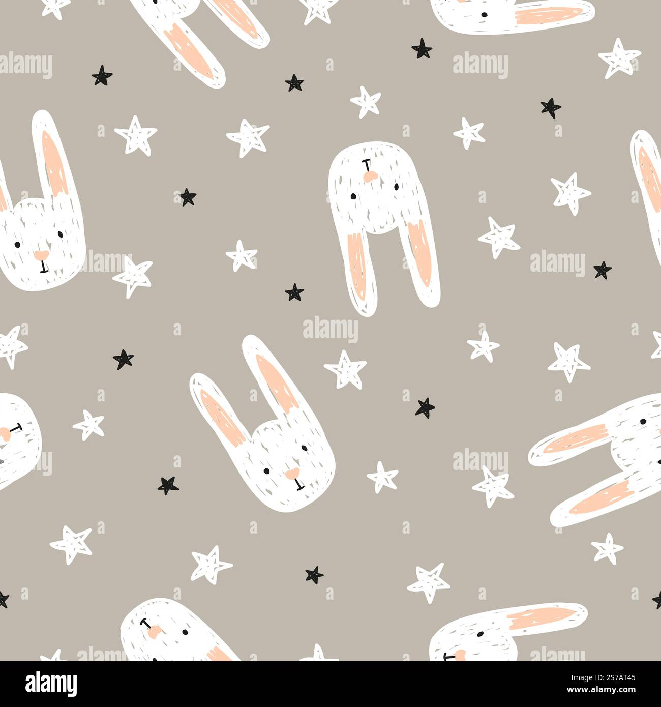 Cute bunny patteern. Vector easter seamless print with rabbits and ...