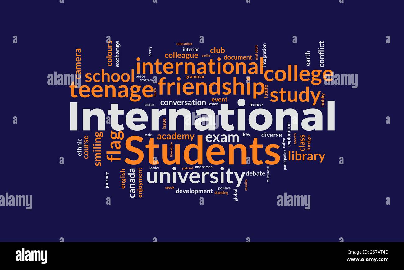 International Students word cloud template. International Students concept vector tagcloud background. vector illustration. Stock Vector