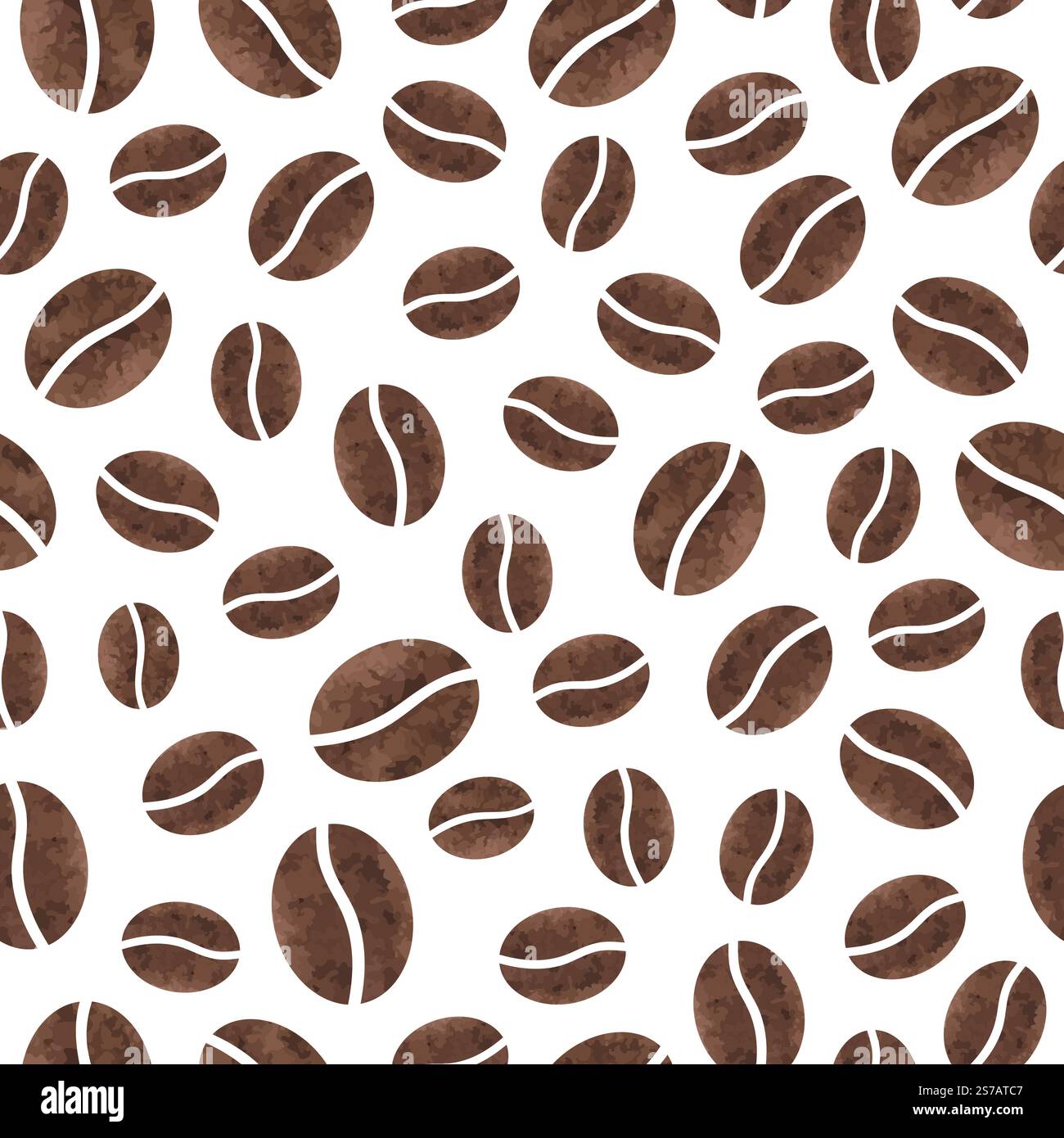 Seamless pattern with watercolor coffee beans. Vector illustration ...