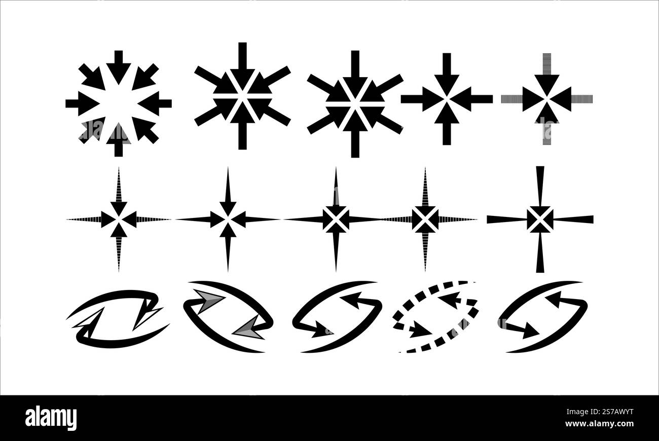 Black arrow collection vector design icon set on white background Stock ...