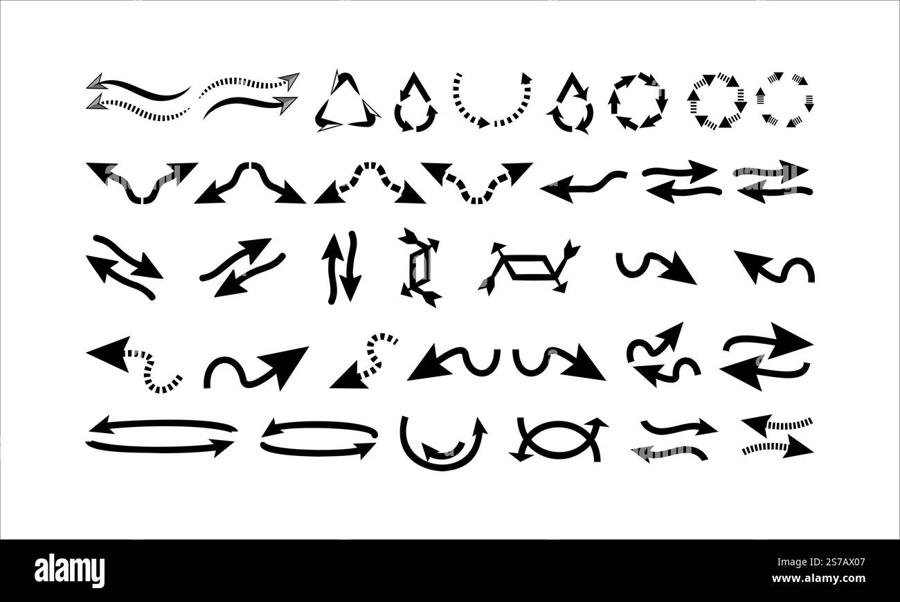 Black arrow collection vector design icon set on white background Stock ...
