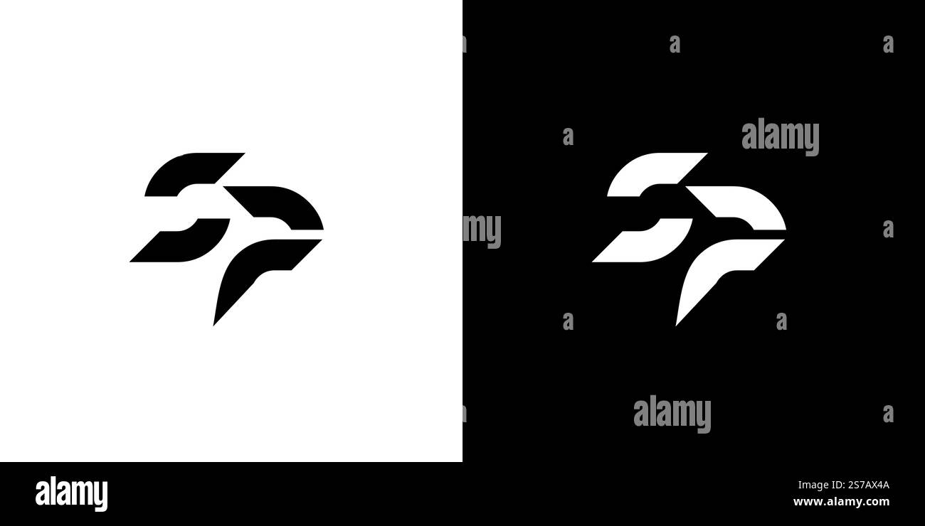 Modern and cool SP  logo design Stock Vector