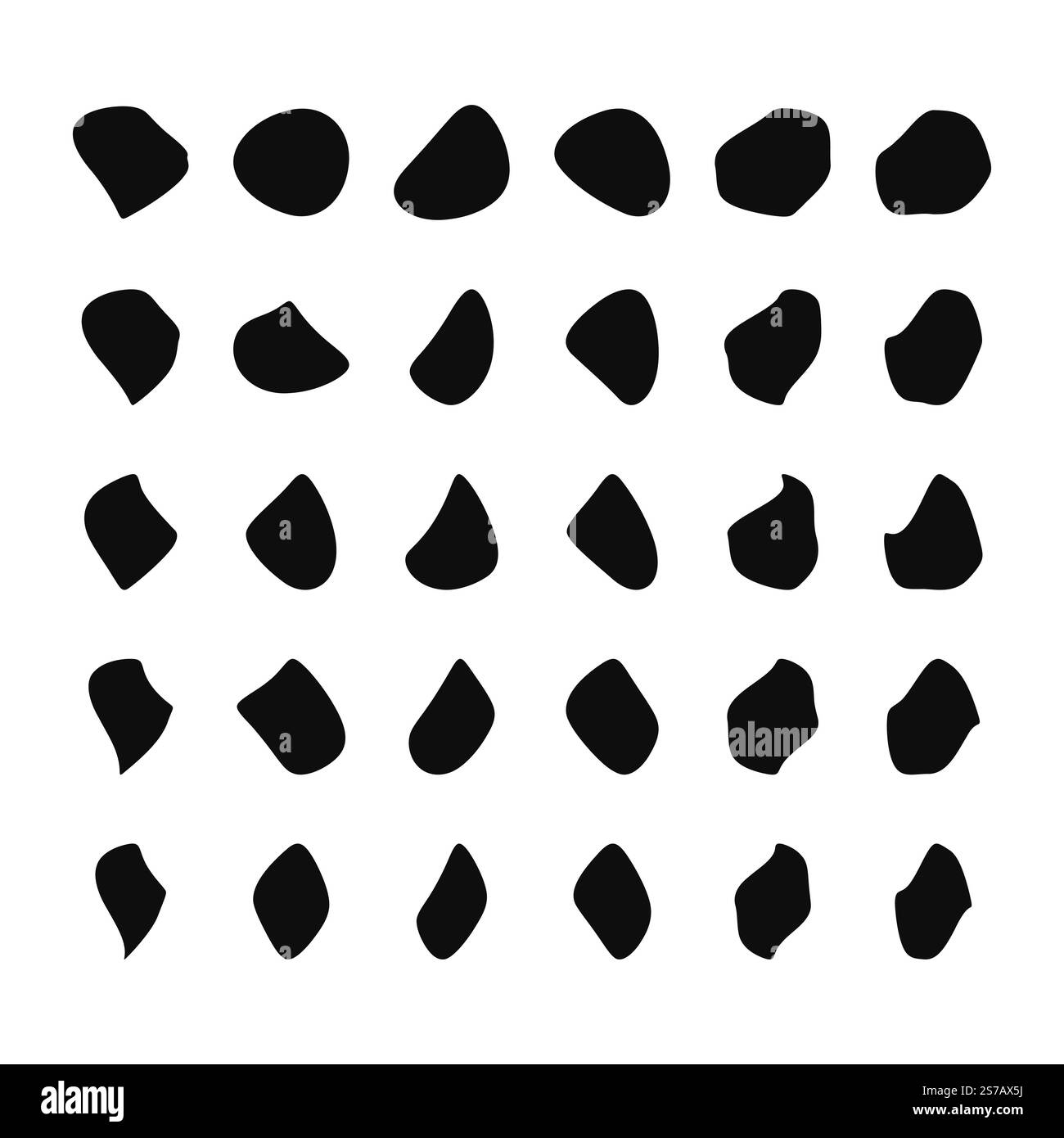 Abstract fluid black blob shape vector illustration set. Different ...