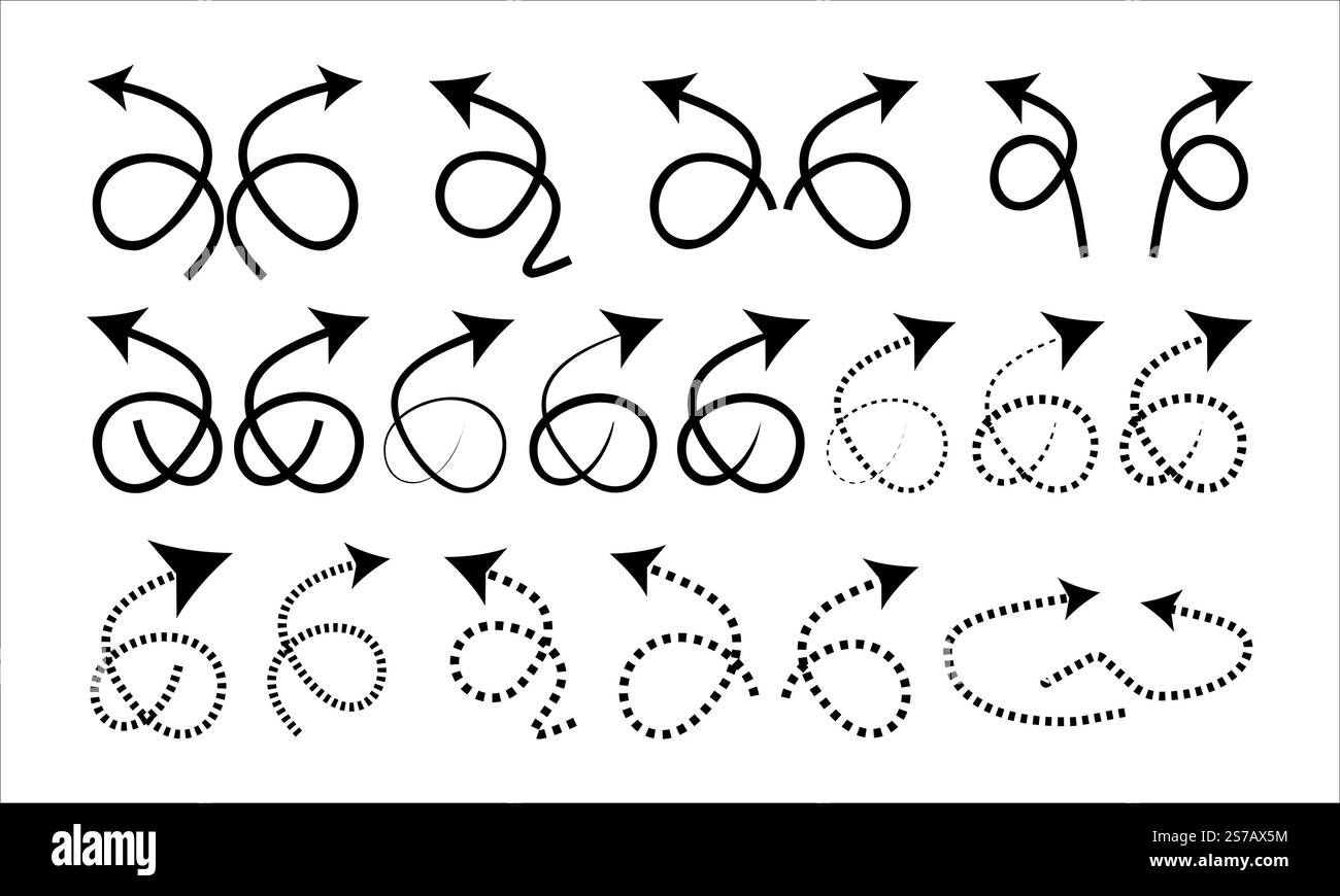 Black arrow collection vector design icon set on white background Stock ...