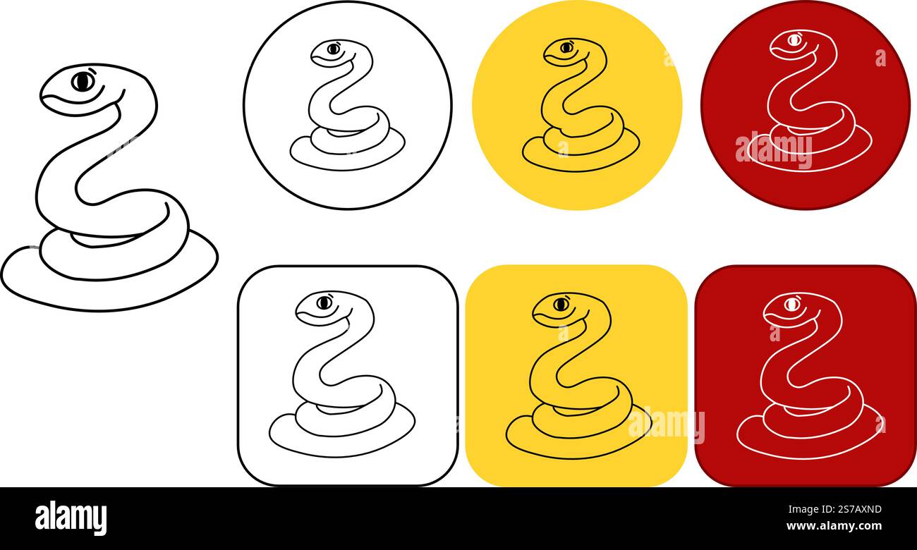 Silhouette of Snake Simple Vector Design logo, rasal viper snake ...