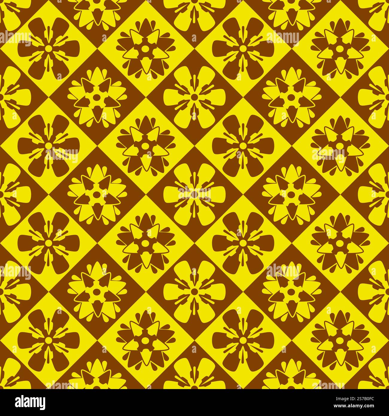 Abstract geometric pattern with flowers tiles vector illustration Stock Vector
