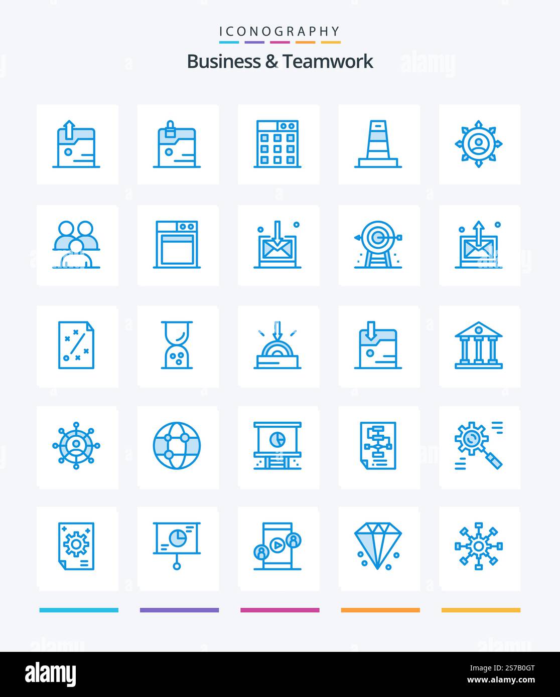 Creative Business And Teamwork 25 Blue icon pack  Such As . technology. . construction. Stock Vector