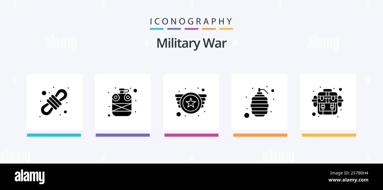 Military War Glyph 5 Icon Pack Including bag. army. army. weapon ...