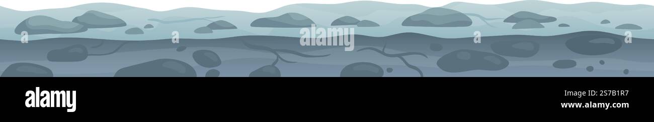 Underwater and above water view of rocks and mountains in a seamless repeating pattern, perfect for creating a continuous background or texture Stock Vector