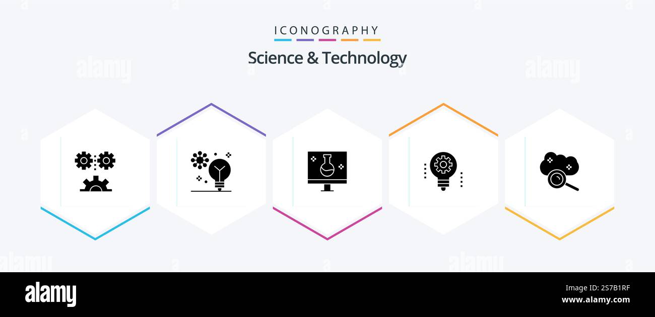 Science And Technology 25 Glyph icon pack including electronics. ai. intelligence. ecolab. eco testing Stock Vector
