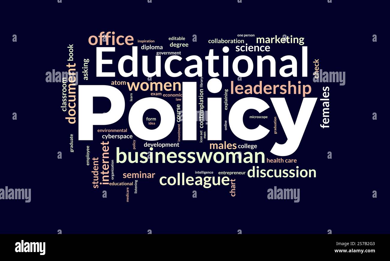 Educational Policy word cloud template. Educational Policy concept vector tagcloud background. Stock Vector