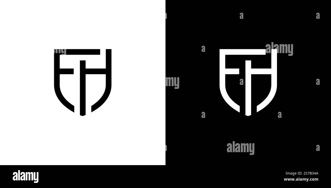 Strong and modern initial FH security logo design Stock Vector
