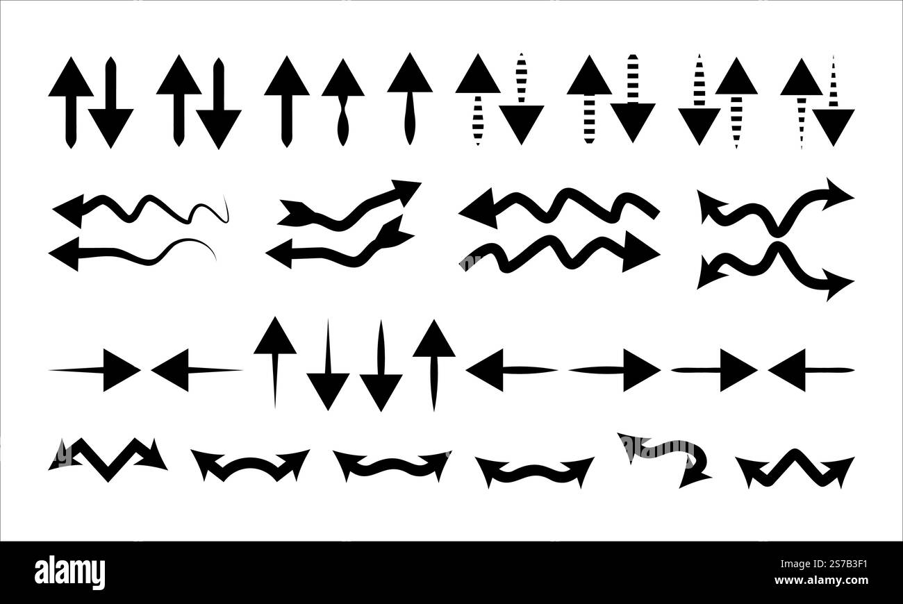 Black arrow collection vector design icon set on white background Stock ...
