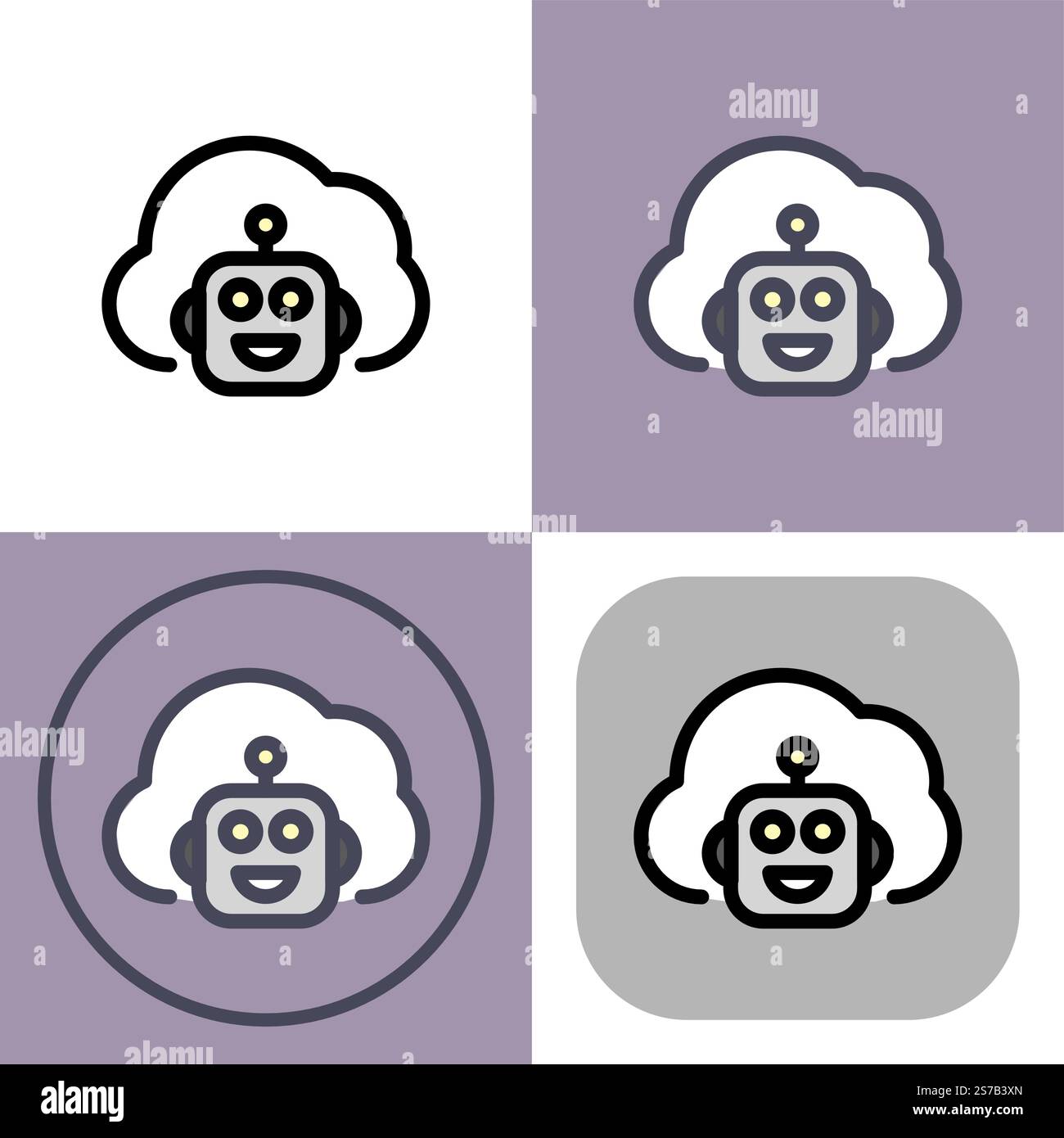 Artificial intelligence cloud symbol - artificial intelligence icon. Stock Vector
