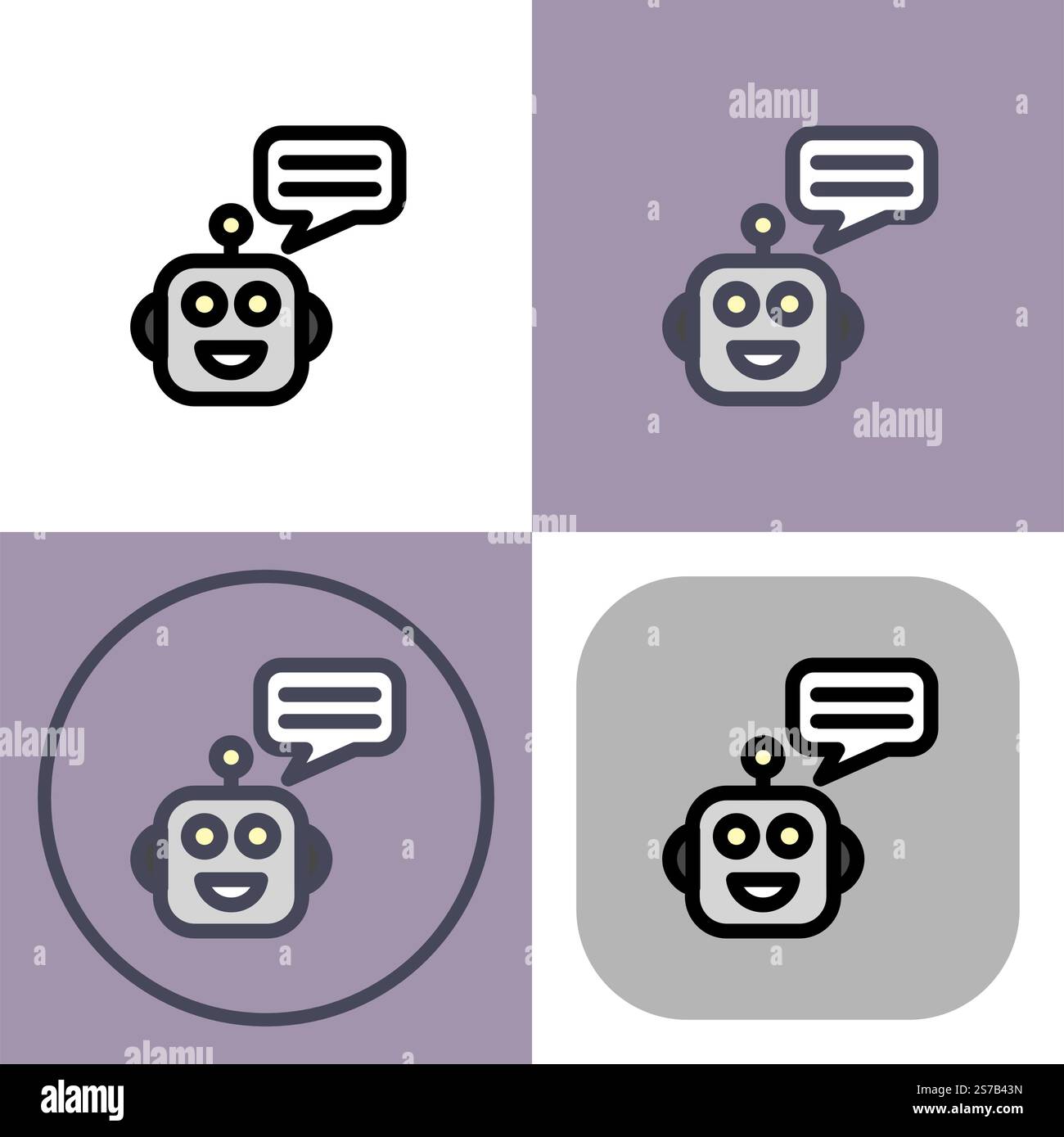 Robot chat symbol - artificial intelligence icon. Stock Vector