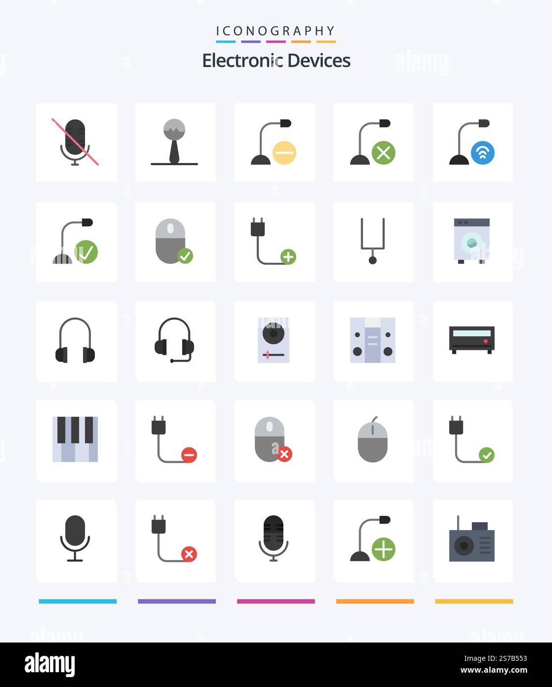 Creative Devices 25 Flat icon pack  Such As computers. hardware. gadget. gadget. connected Stock Vector