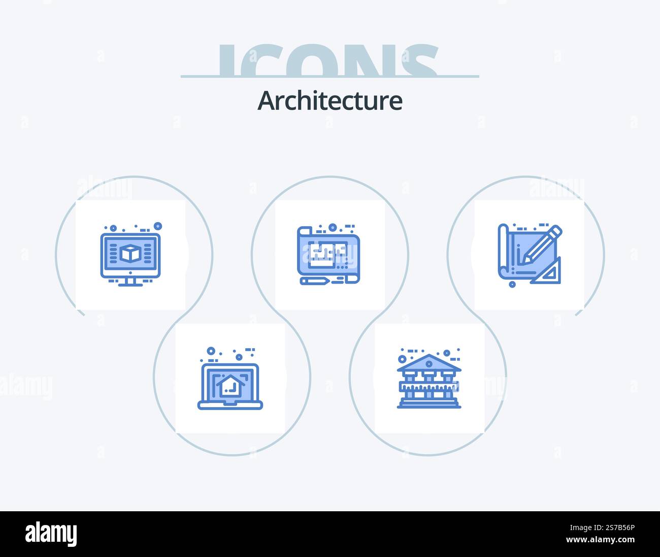 Architecture Blue Icon Pack 5 Icon Design. plan. design. 3d. blue ...