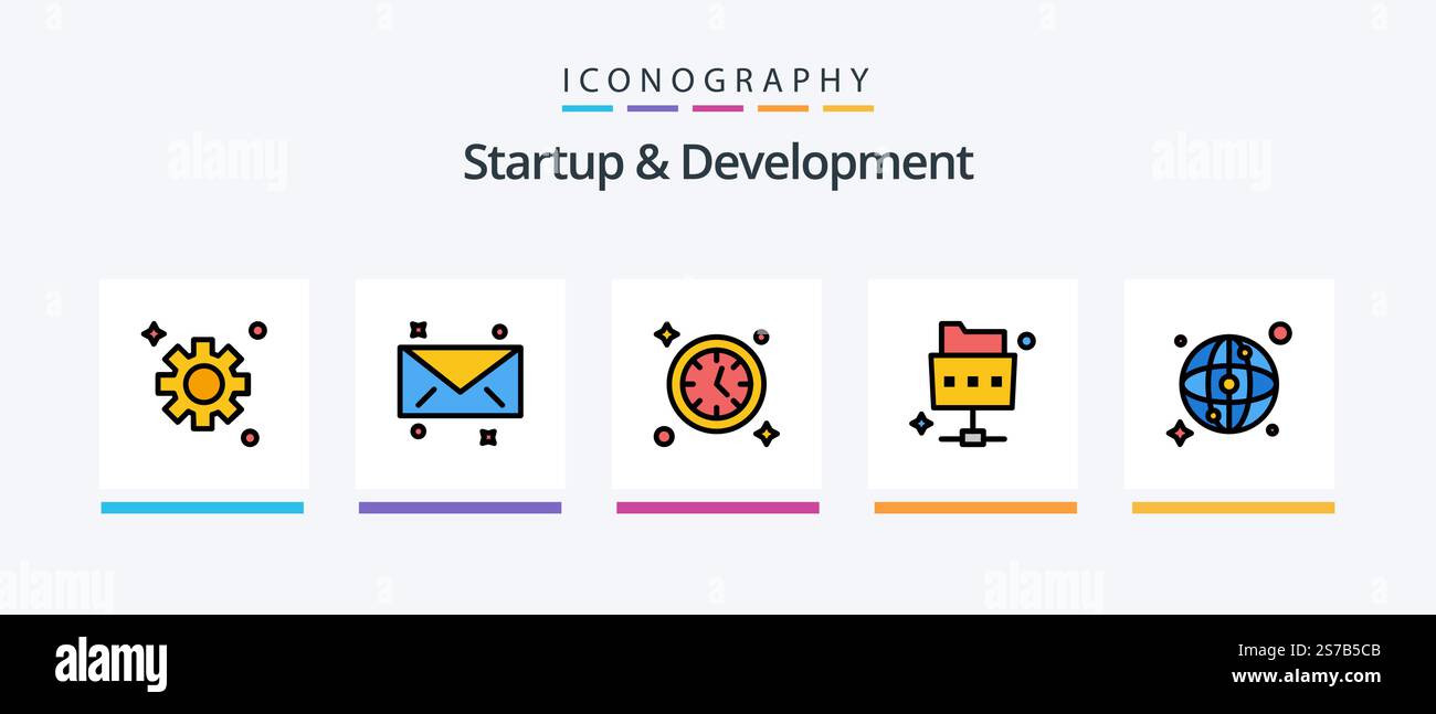 Startup And Develepment Line Filled 5 Icon Pack Including . map ...