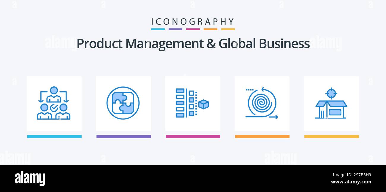 Product Managment And Global Business Blue 5 Icon Pack Including ...