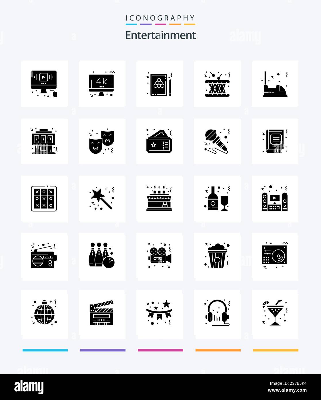 Creative Entertainment 25 Glyph Solid Black icon pack Such As ...