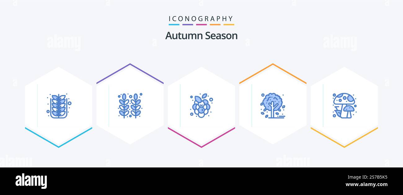 Autumn 25 Blue icon pack including autumn. leaf. thanksgiving. autumn. vine Stock Vector
