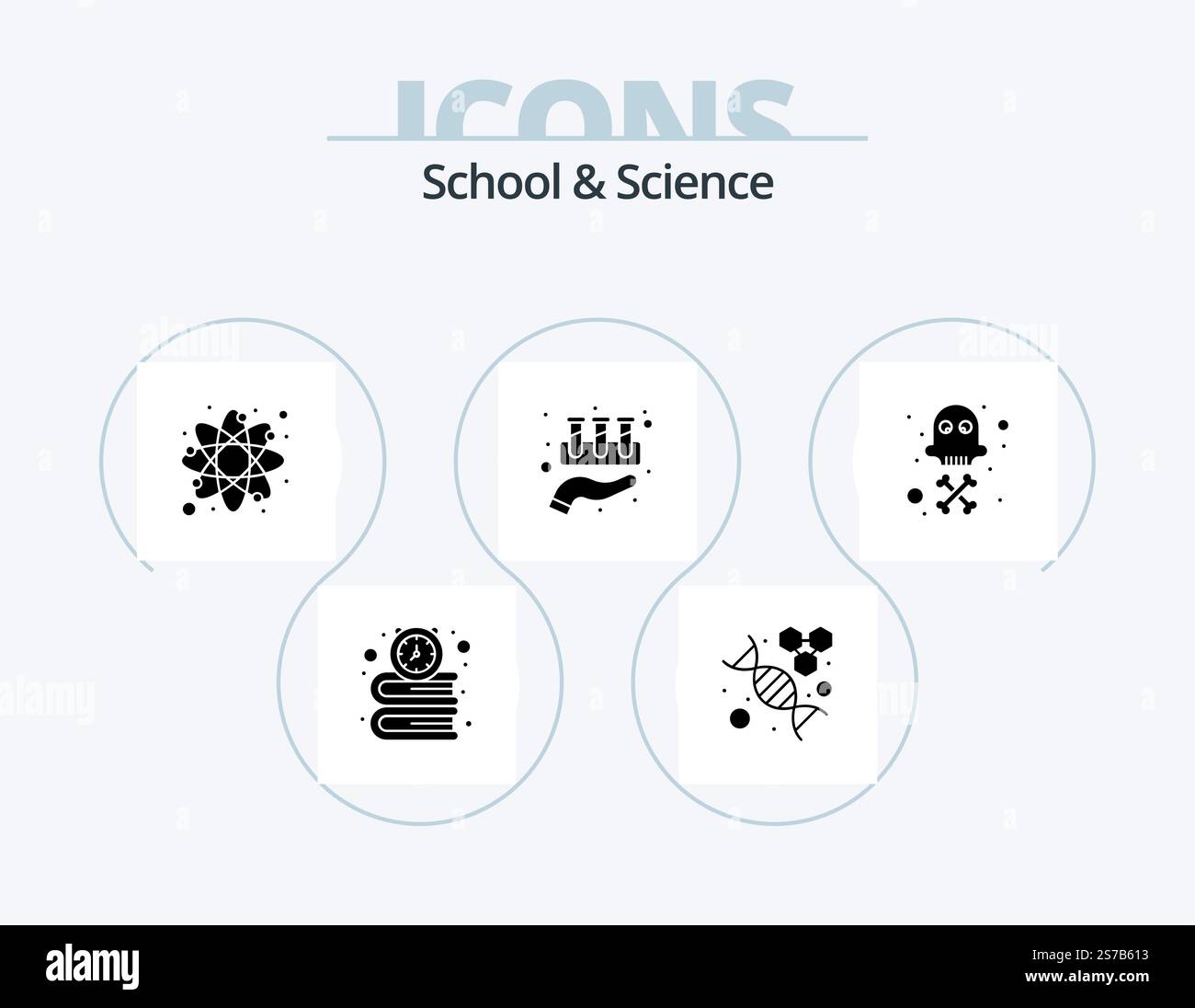 School And Science Glyph Icon Pack 5 Icon Design. death. care. atom ...