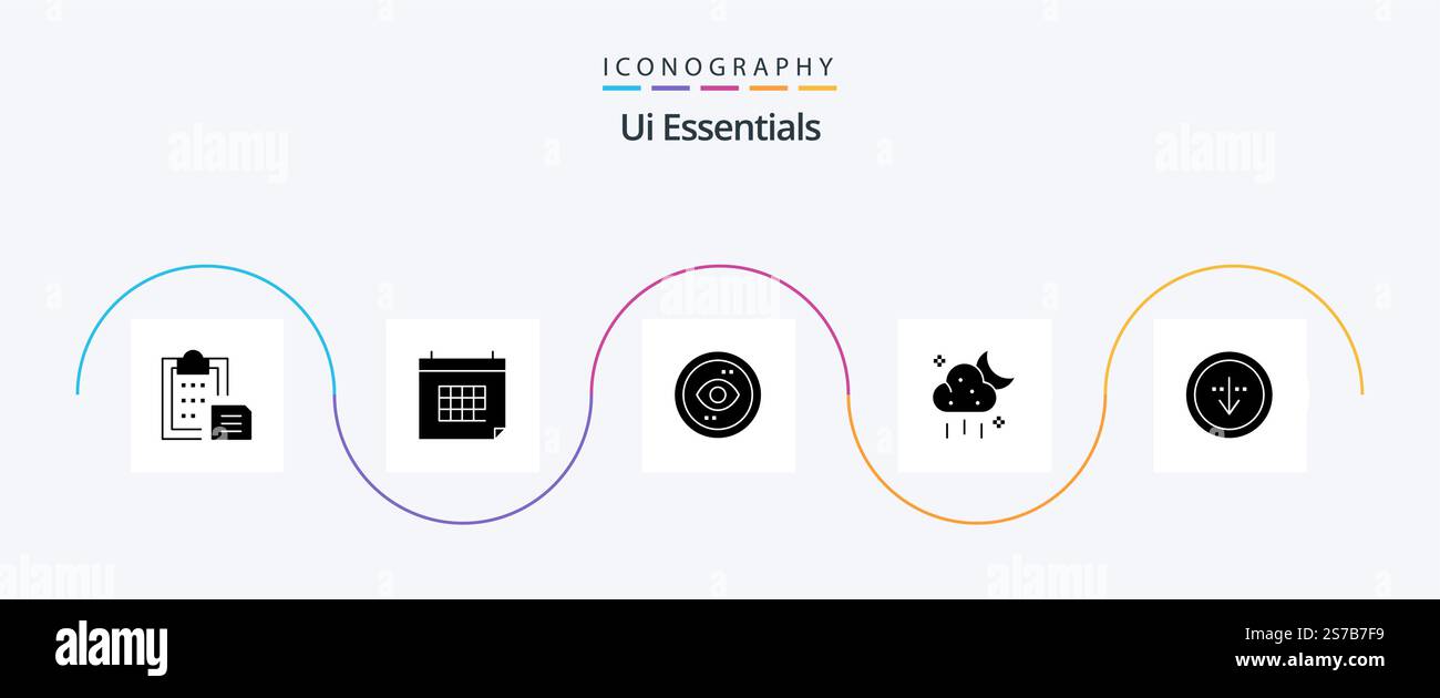 Ui Essentials Glyph 5 Icon Pack Including ui. cloud. day. view. interface Stock Vector