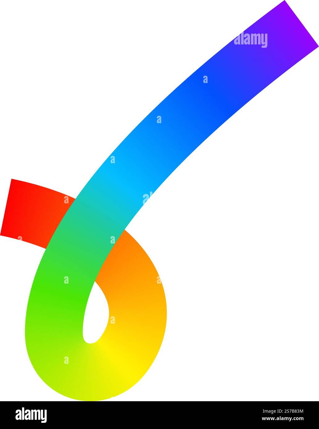 Rainbow colored squiggle figure. Cool multicolored looped line isolated ...