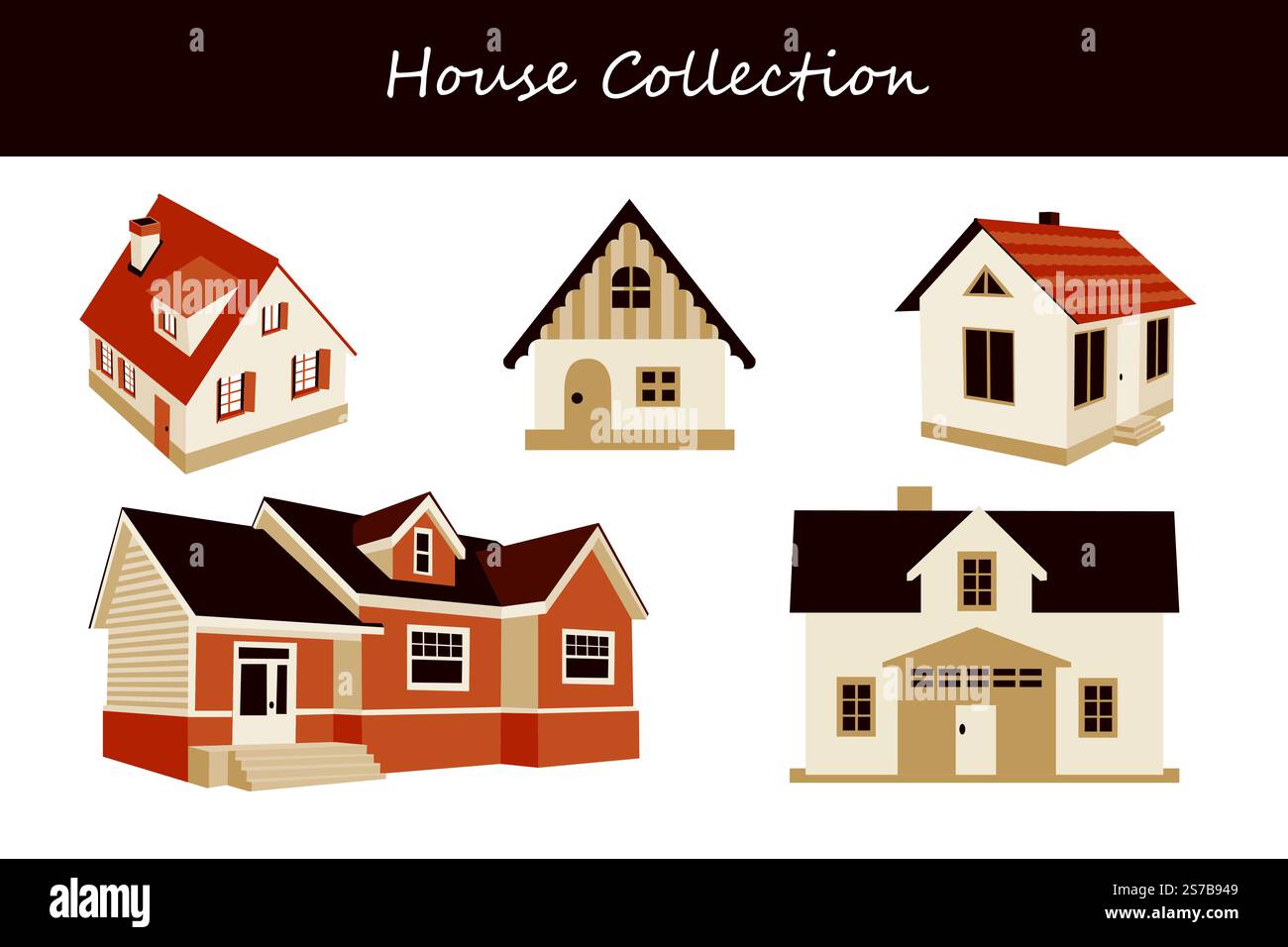 house collection in different poses. Vector illustration Stock Vector ...