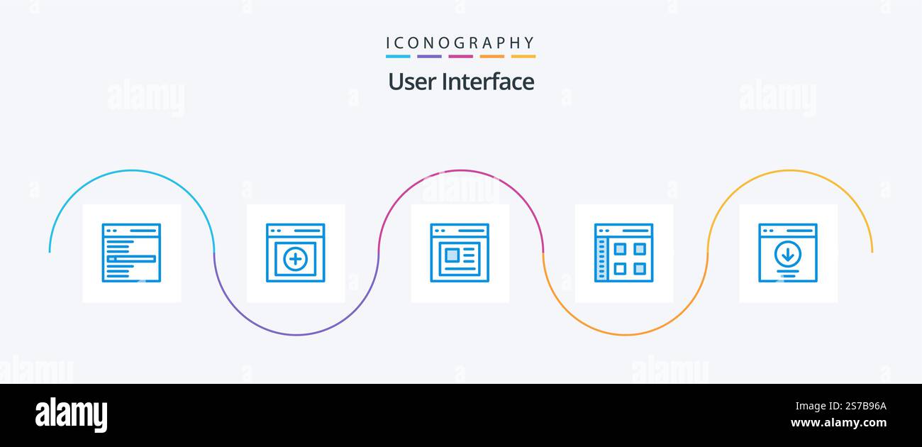 User Interface Blue 5 Icon Pack Including interface. app. user. interface Stock Vector