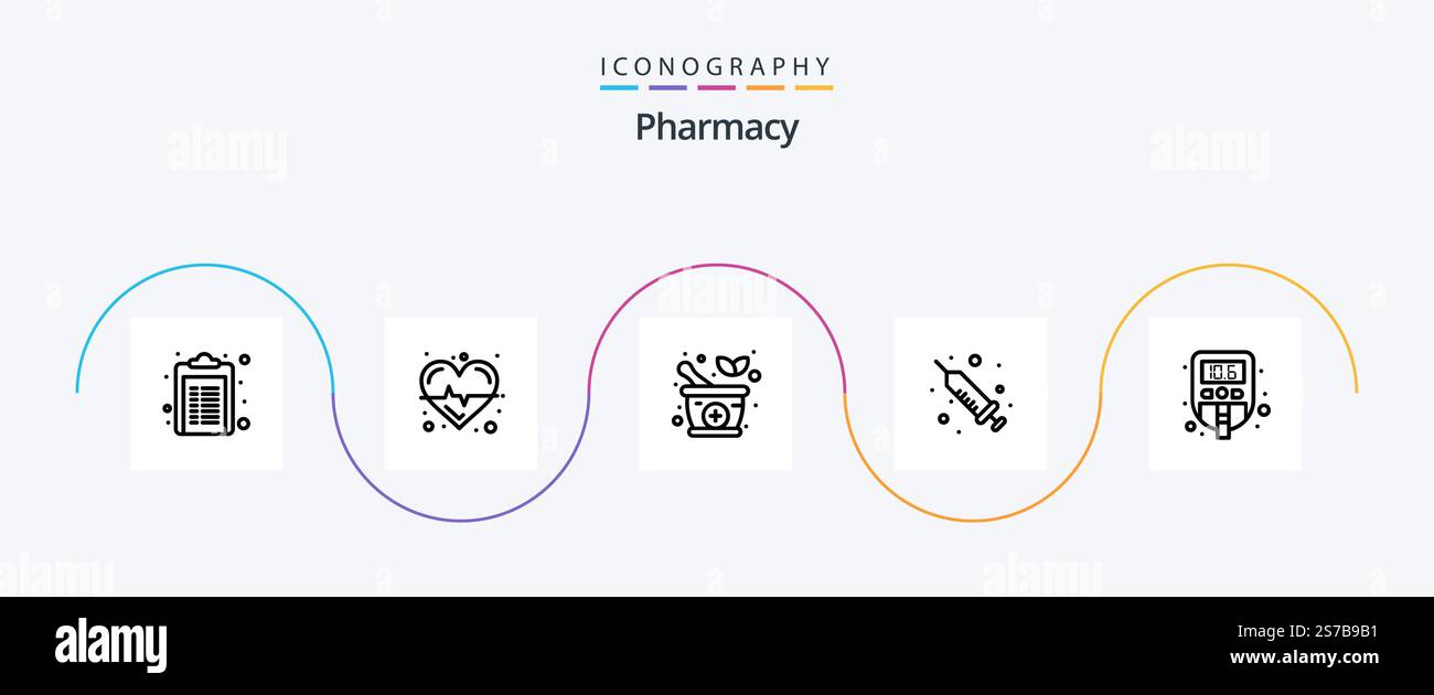 Pharmacy Line 5 Icon Pack Including test. medical. herbal. level ...