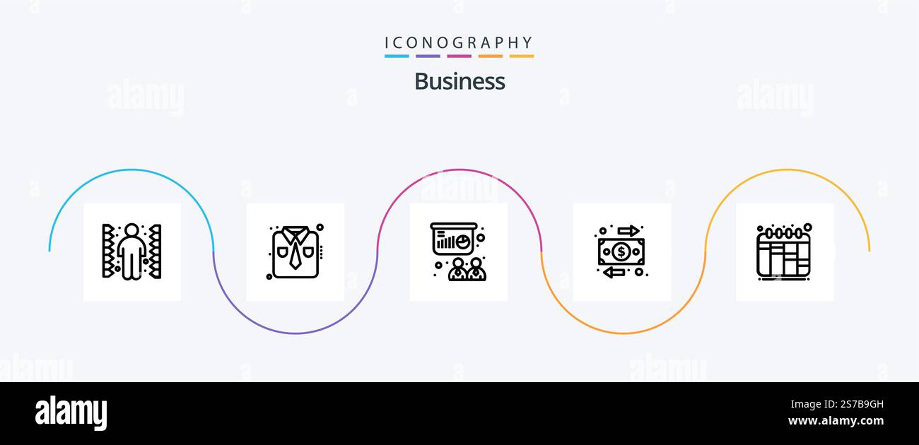 Business Line 5 Icon Pack Including planning. money. conference. flow ...