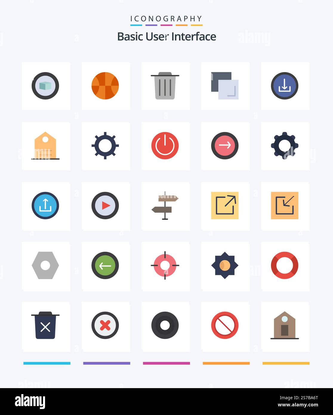 Creative Basic 25 Flat icon pack  Such As interface. basic. delete. application. duplicate Stock Vector
