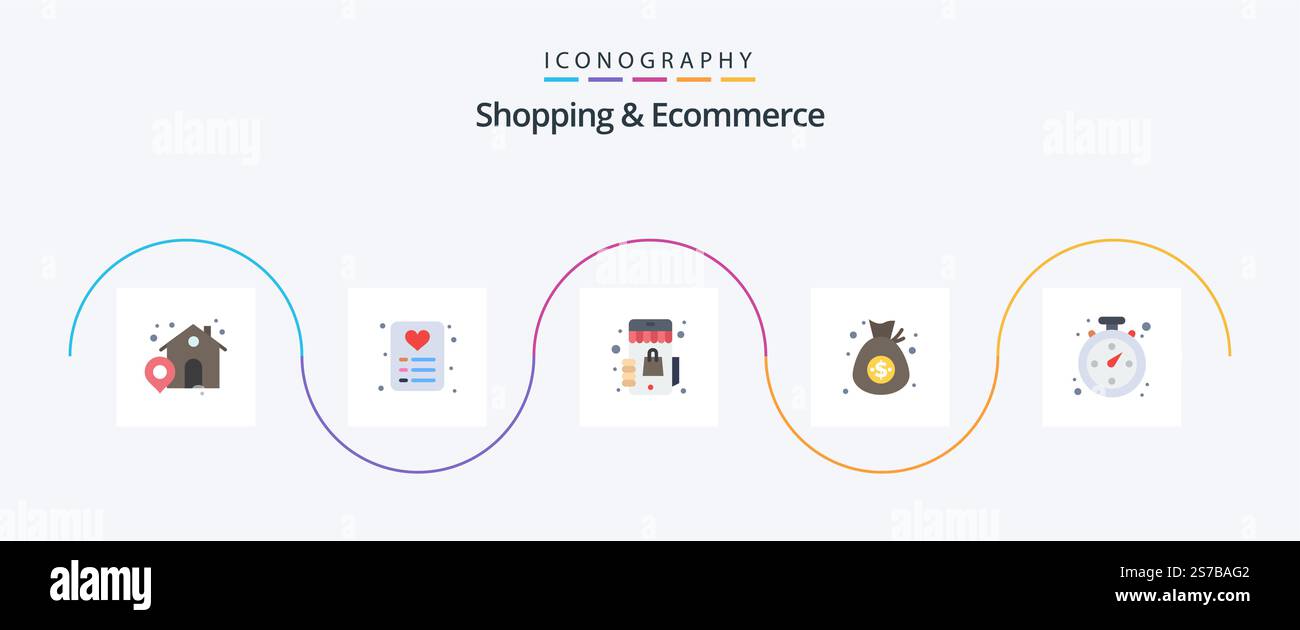 Shopping and Ecommerce Flat 5 Icon Pack Including . navigation ...
